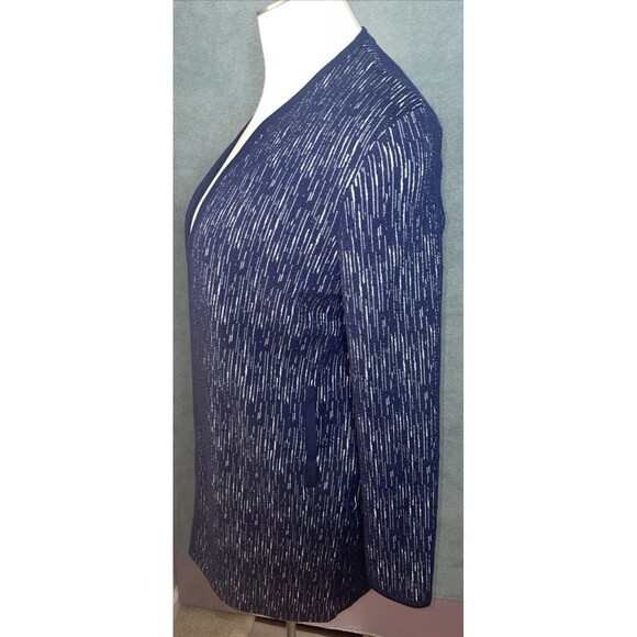 Long Tall Sally Cardigan Womens 18 Navy Blue Duster Sweater Open Front Office - Picture 4 of 10